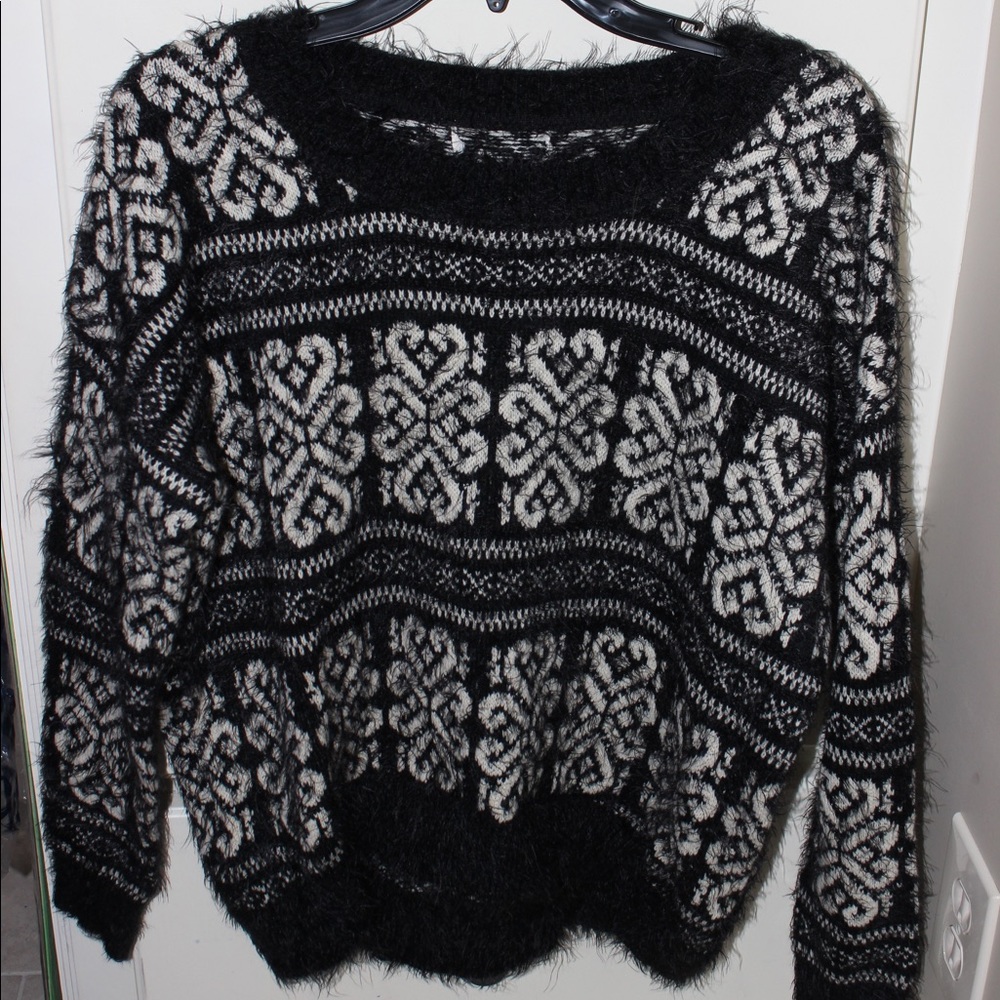 Black and White Fuzzy Sweater